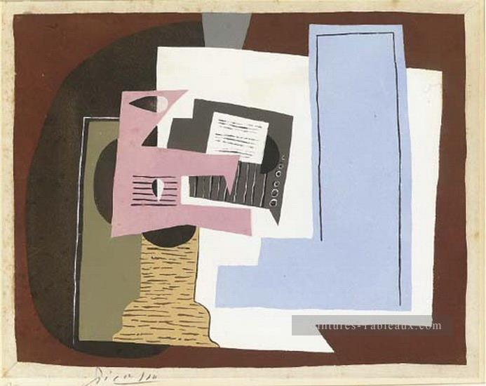 Nature morte avec guitare et partition 1920 cubiste Pablo Picasso Peintures à l'huile